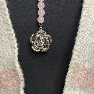 Park Lane Juanita Elegant Pink Beaded Necklace with Rose Pendant